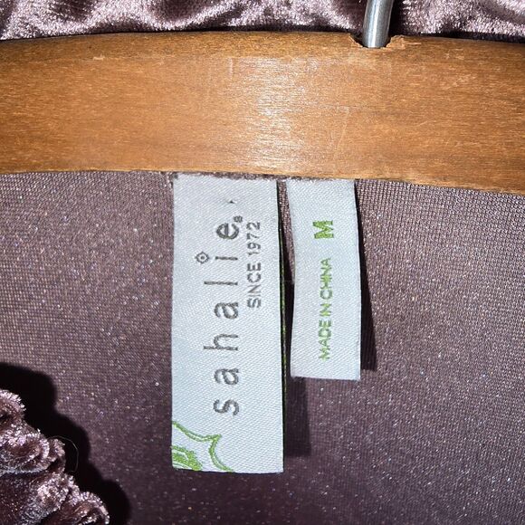 Sahalie Purple Velvet Open Front Cardigan Ruffle Seam Long Sleeved Fairy Boho M - Picture 7 of 7